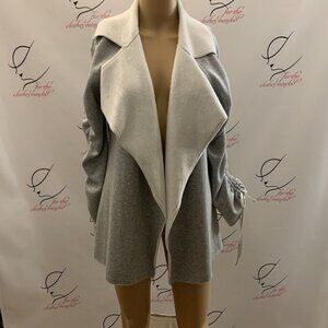 V Cristina. Sz Small. Open Front Cardigan. Cotton Blend. Sleeve Detail. B62